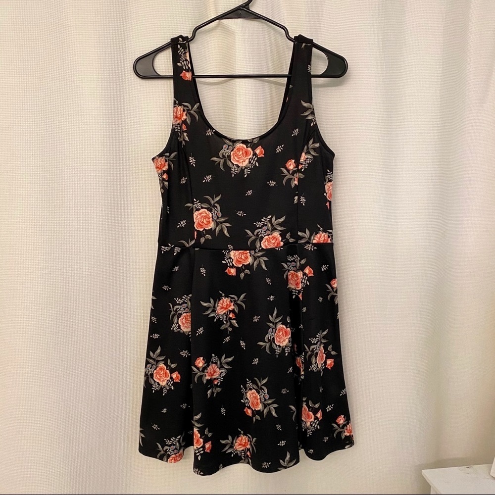 H&M Black Dress with Roses